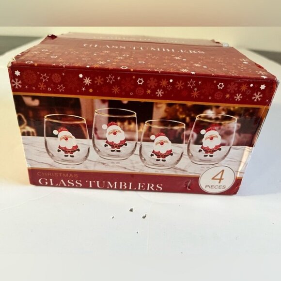 Set of 4 Christmas Glass Tumblers - Snowman Design, Gold Rim - Picture 10 of 12